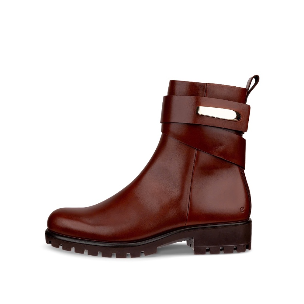 ECCO Modtray Ankle Boot in cognac/ brown leather 39/8-8.5  NWOT